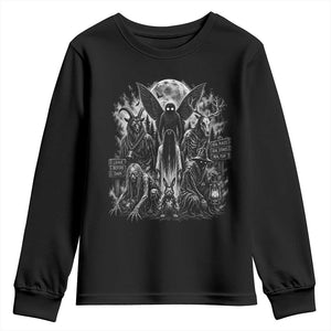 Cryptid Monsters Urban Legends Youth Sweatshirt Vintage Dark Folklore Leave Before Dark Graphic TS10 Black Print Your Wear