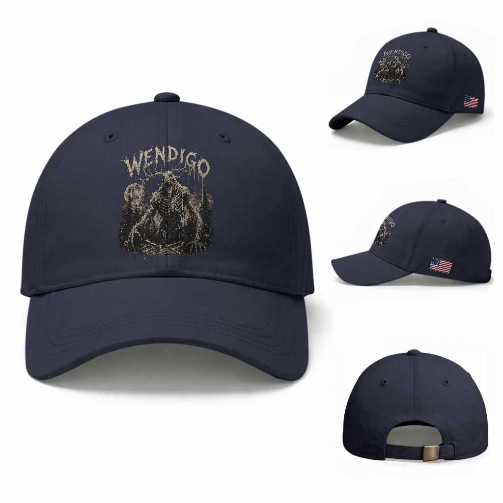 Wendigo Cryptid Monster Baseball Cap Heavy Metal Dark Fantasy Horror Graphic TS10 Baseball Cap Universal Fit Navy Print Your Wear