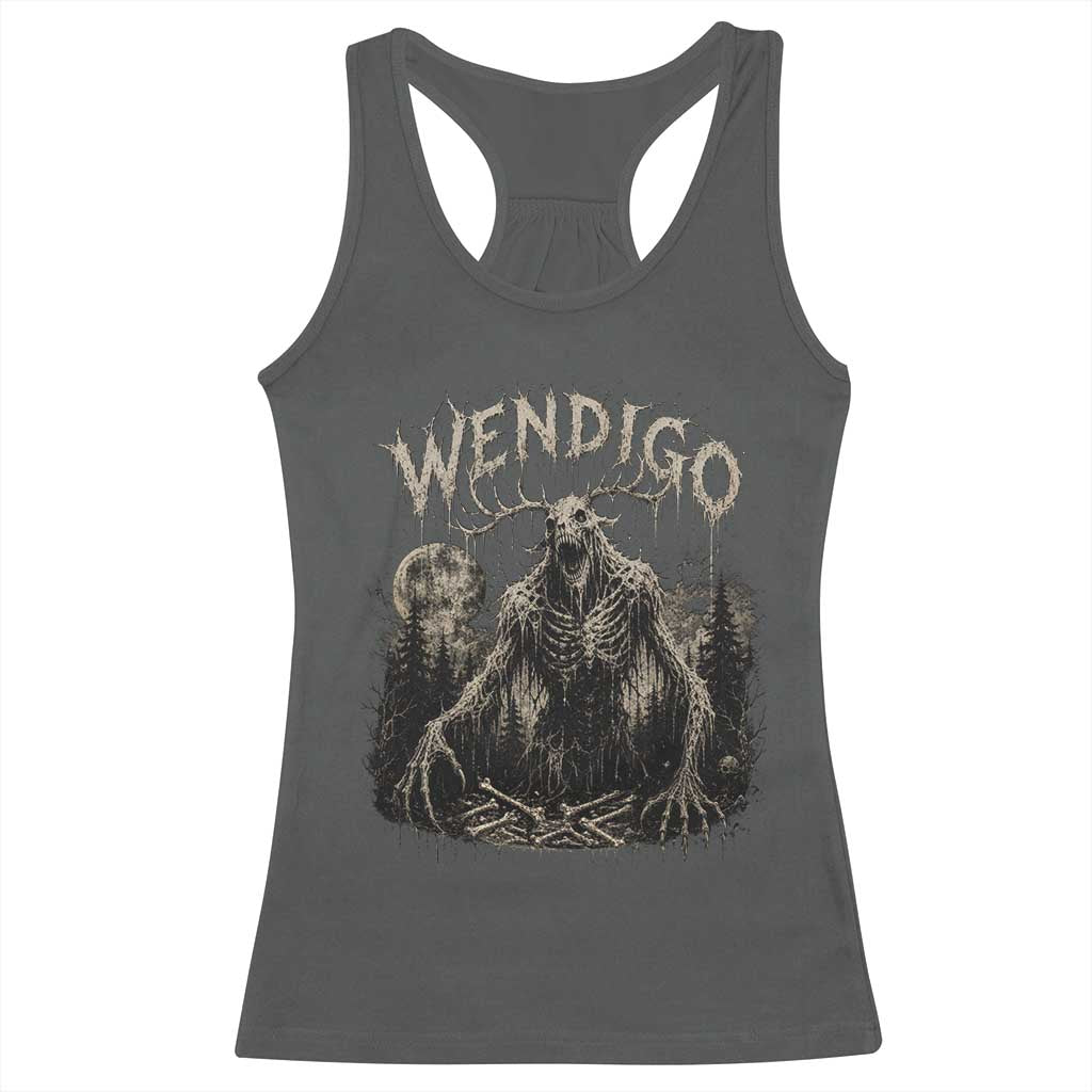 Wendigo Cryptid Monster Racerback Tank Top Heavy Metal Dark Fantasy Horror Graphic TS10 Dark Heather Print Your Wear