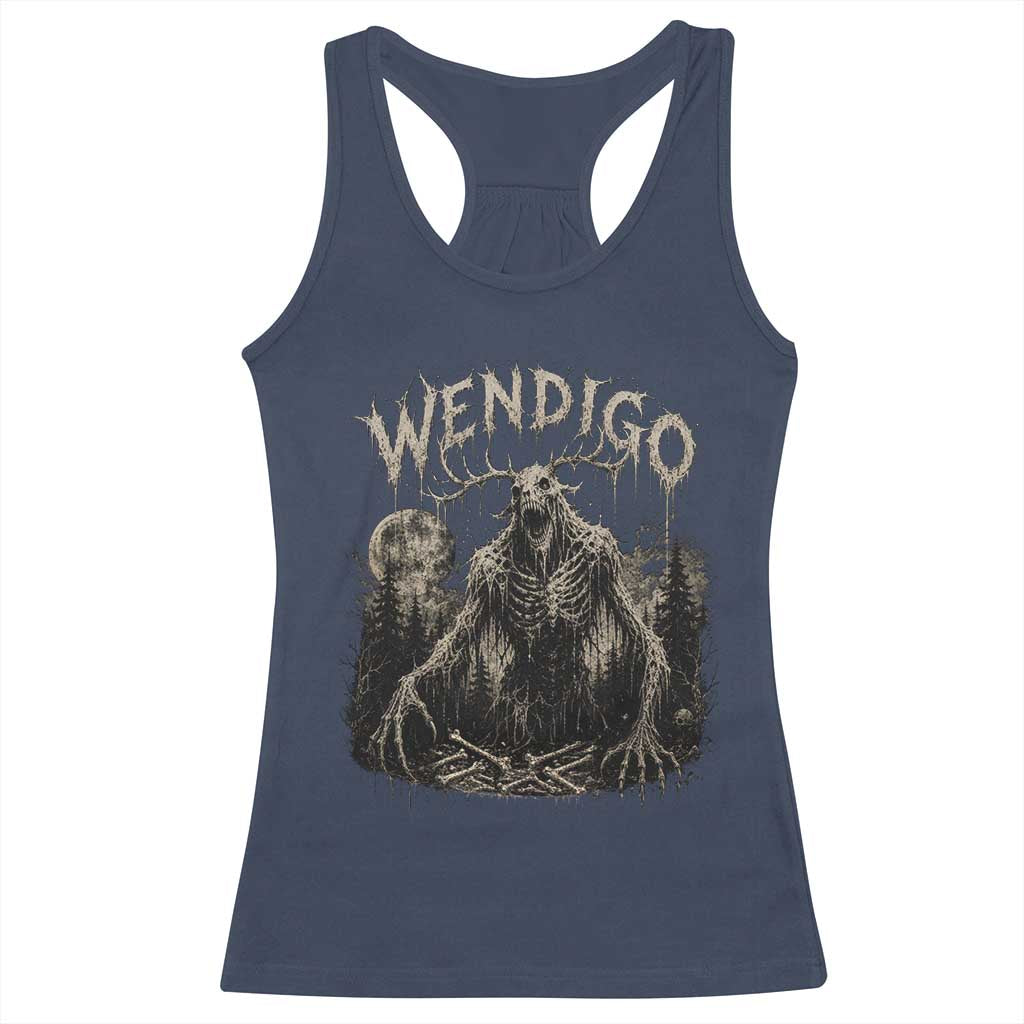 Wendigo Cryptid Monster Racerback Tank Top Heavy Metal Dark Fantasy Horror Graphic TS10 Navy Print Your Wear