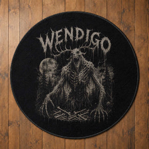 Wendigo Cryptid Monster Round Rug Heavy Metal Dark Fantasy Horror Graphic
