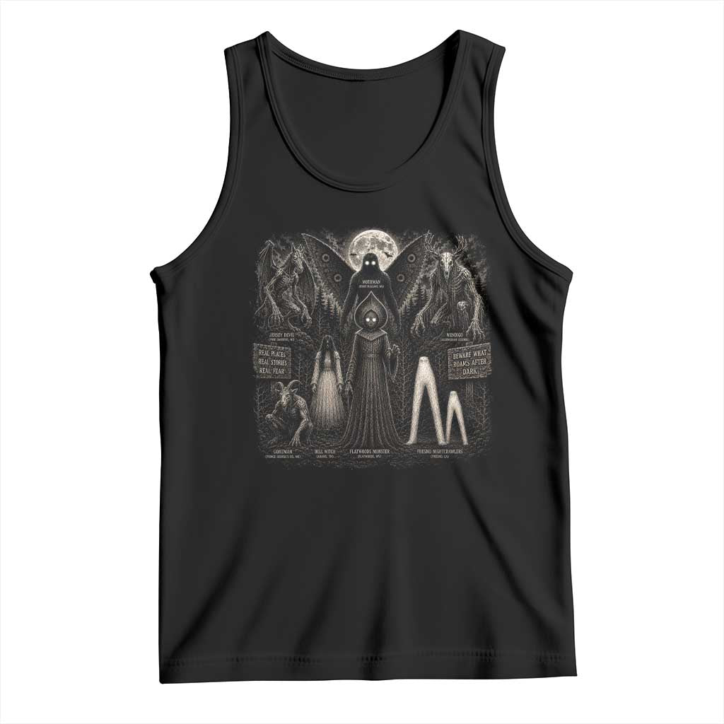 American Folklore Cryptids Mothman Wendigo Jersey Devil Graphic Tank Top Gothic Dark Fantasy Vintage Spooky Monster