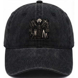 American Folklore Cryptids Mothman Wendigo Jersey Devil Graphic Washed Cotton Baseball Cap Gothic Dark Fantasy Vintage Spooky Monster