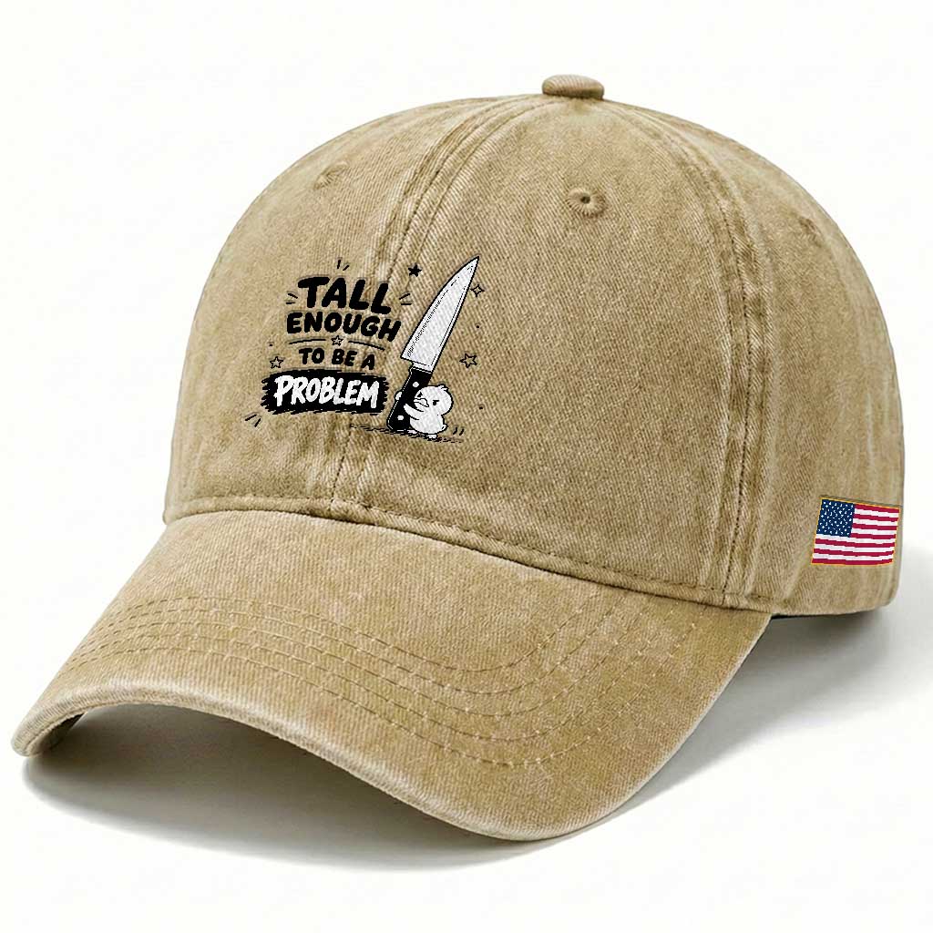 Tall Enough To Be A Problem Funny Duck Humor Washed Cotton Baseball Cap TS10 Print Your Wear