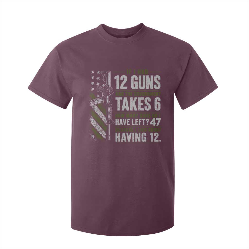 If I Had 12 Guns and The Government Math Second Amendment T Shirt For Kid TS10 Maroon Print Your Wear