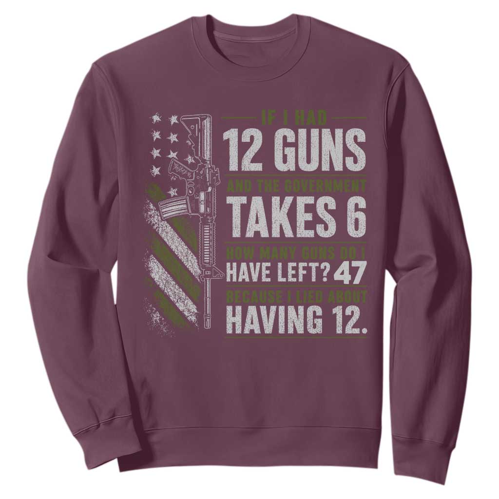 If I Had 12 Guns and The Government Math Second Amendment Sweatshirt TS10 Maroon Print Your Wear