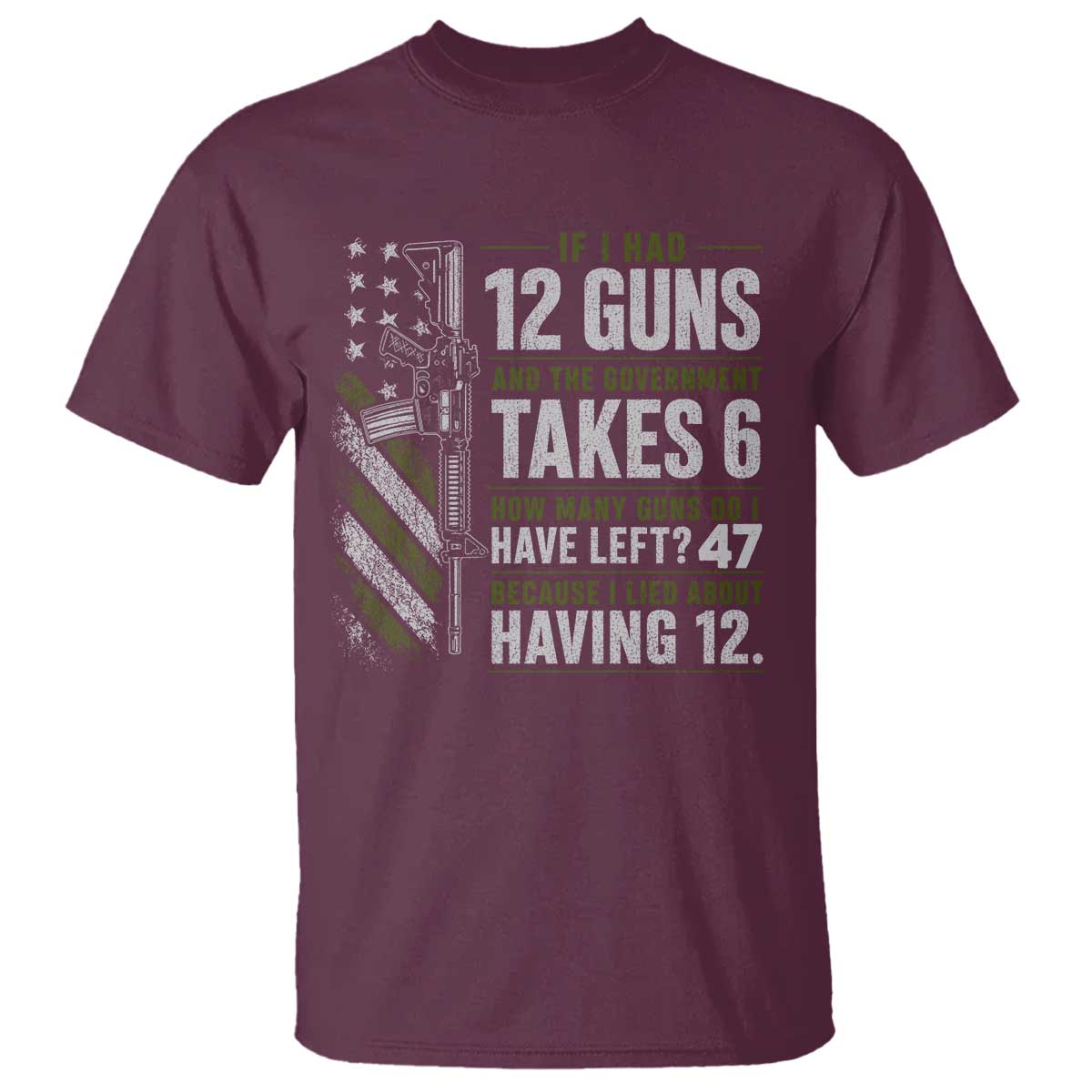 If I Had 12 Guns and The Government Math Second Amendment T Shirt TS10 Maroon Print Your Wear