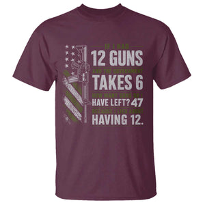 If I Had 12 Guns and The Government Math Second Amendment T Shirt TS10 Maroon Print Your Wear