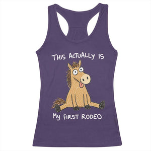 This Actually Is My First Rodeo Funny Silly Horse Racerback Tank Top 1st Birthday Meme TS10 Purple Print Your Wear