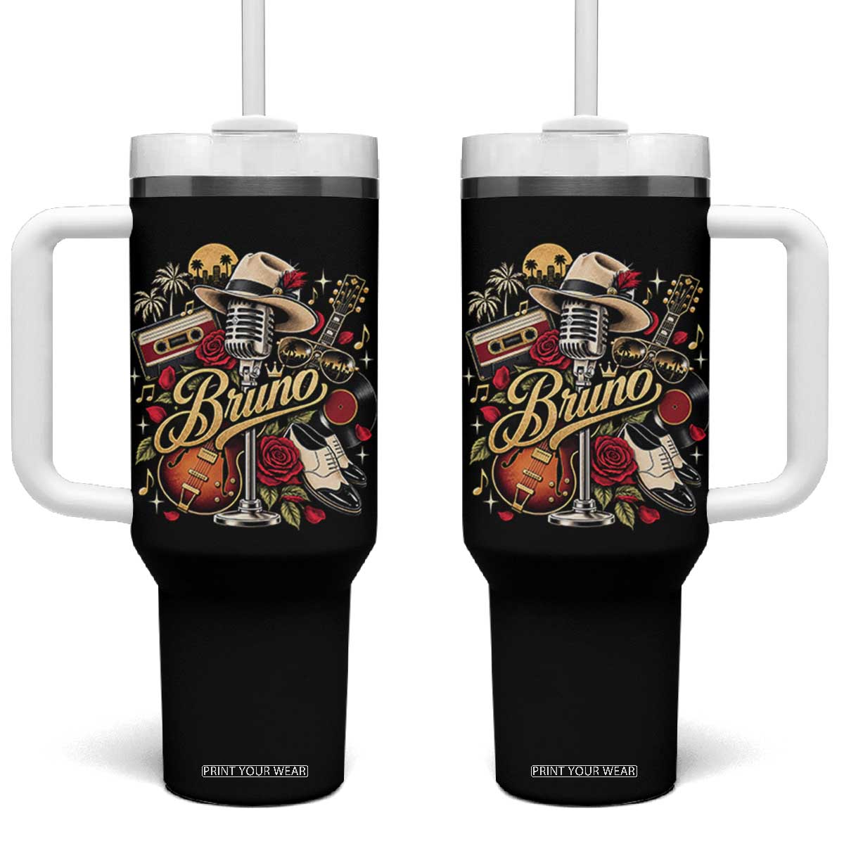 Vintage Classic 70s 80s Country Rodeo Music Cowboy Boots Rose Graphic Tumbler With Handle