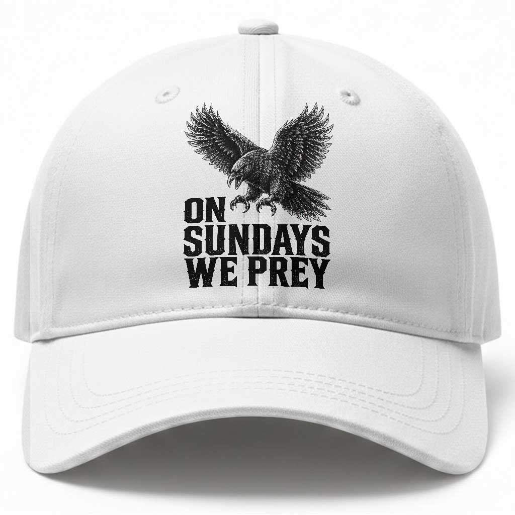 On Sundays We Prey Vintage Sunday Game Day Black Raven Sport Fan Baseball Cap