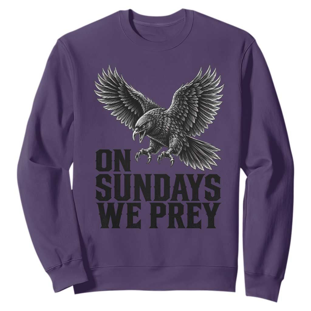 On Sundays We Prey Vintage Sunday Game Day Black Raven Sport Fan Sweatshirt