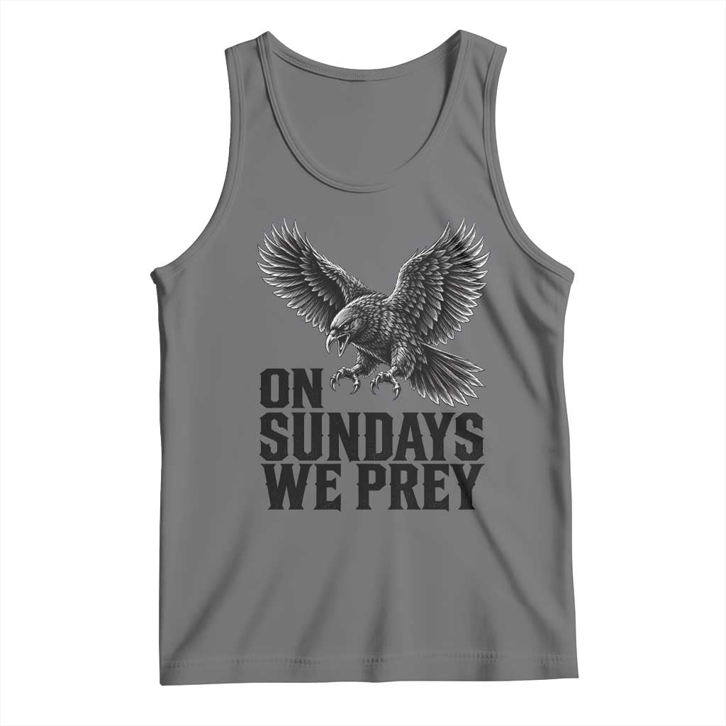 On Sundays We Prey Vintage Sunday Game Day Black Raven Sport Fan Tank Top