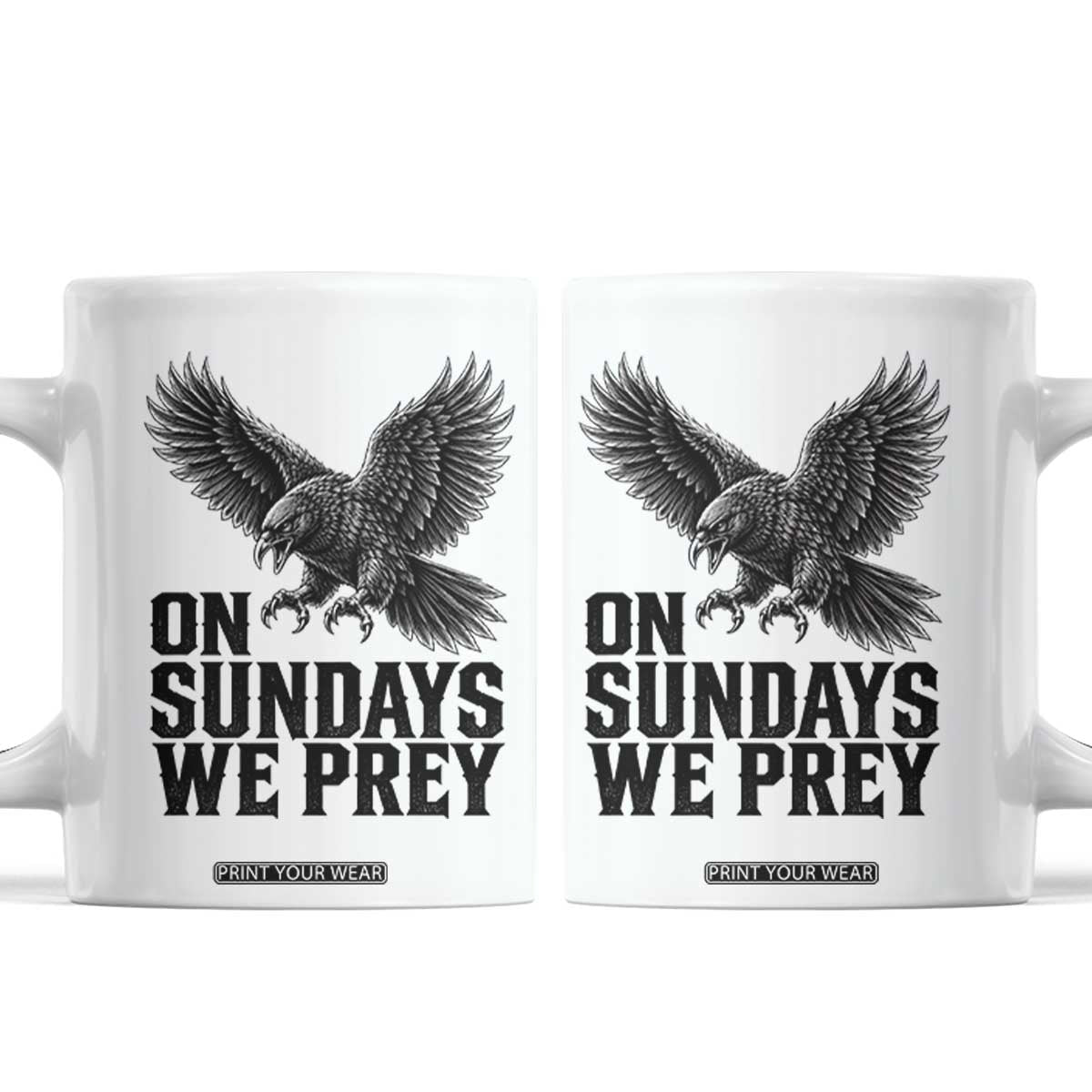 On Sundays We Prey Vintage Sunday Game Day Black Raven Sport Fan Coffee Mug