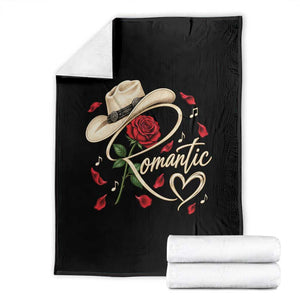 Romantic Cowboy Hat Red Rose Western Country Rodeo Graphic Throw Blanket