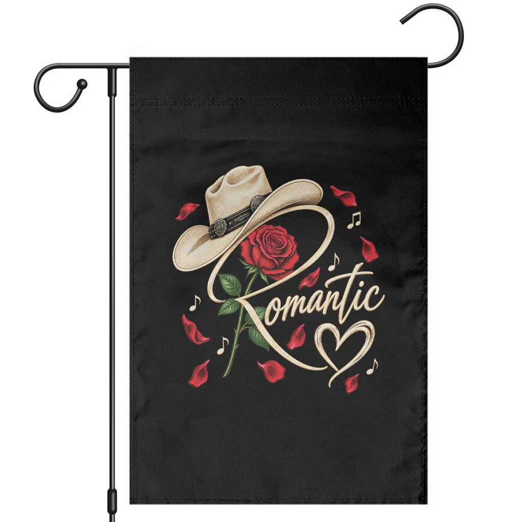 Romantic Cowboy Hat Red Rose Western Country Rodeo Graphic Garden Flag