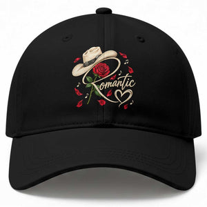 Romantic Cowboy Hat Red Rose Western Country Rodeo Graphic Baseball Cap