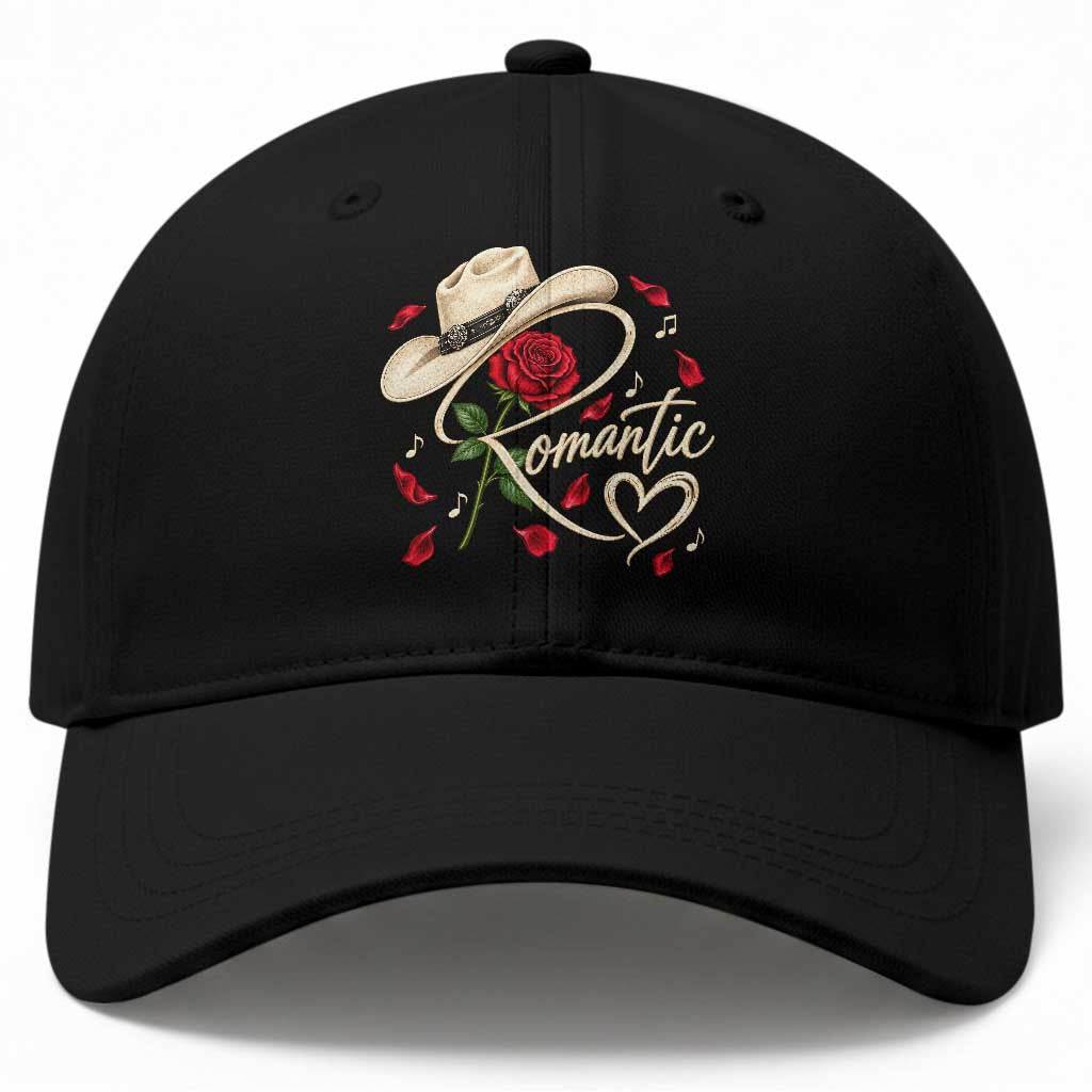 Romantic Cowboy Hat Red Rose Western Country Rodeo Graphic Baseball Cap