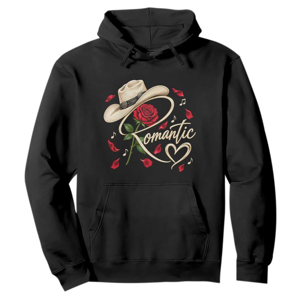 Romantic Cowboy Hat Red Rose Western Country Rodeo Graphic Hoodie