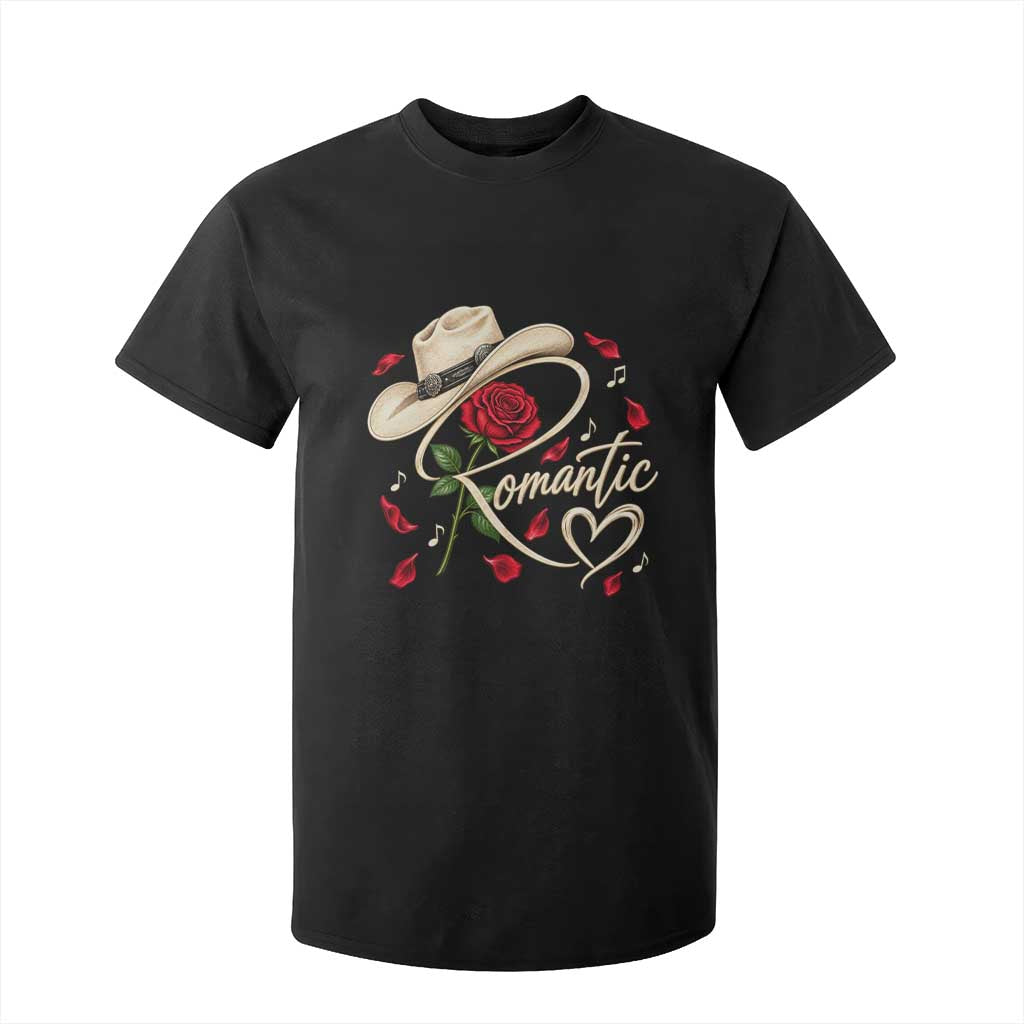 Romantic Cowboy Hat Red Rose Western Country Rodeo Graphic T Shirt For Kid
