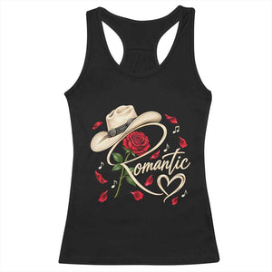 Romantic Cowboy Hat Red Rose Western Country Rodeo Graphic Racerback Tank Top