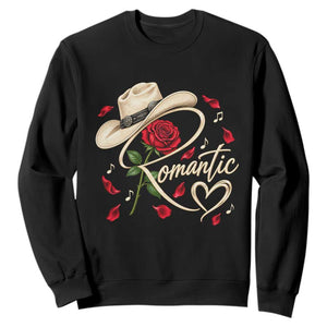 Romantic Cowboy Hat Red Rose Western Country Rodeo Graphic Sweatshirt