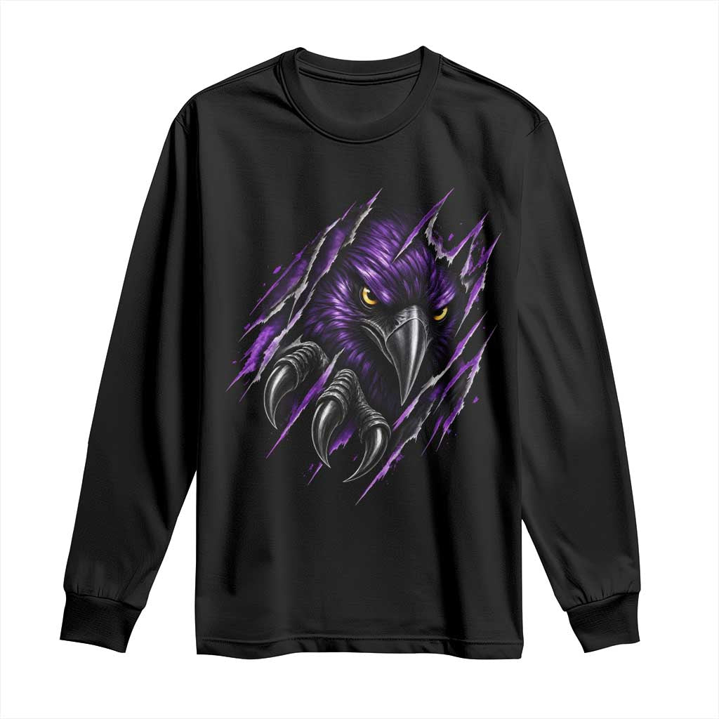 Vintage Game Day Purple Raven Sport Fan Long Sleeve Shirt