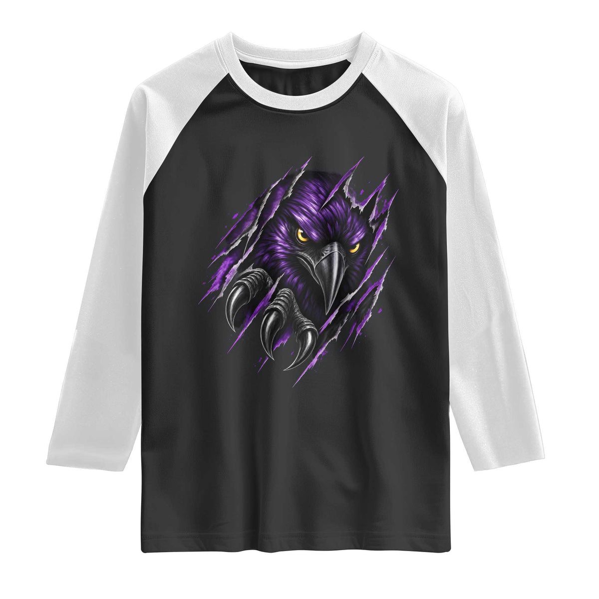 Vintage Game Day Purple Raven Sport Fan Raglan Shirt