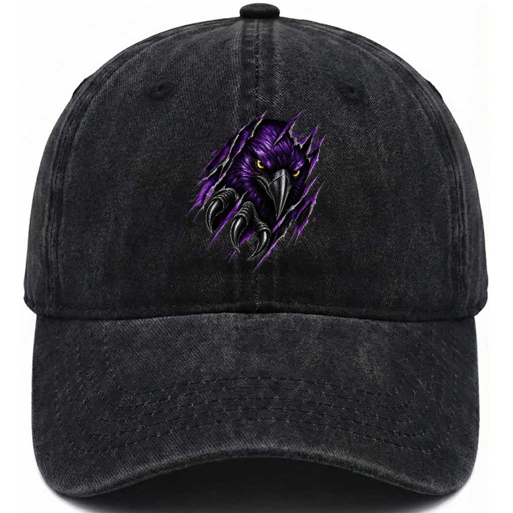 Vintage Game Day Purple Raven Sport Fan Washed Cotton Baseball Cap