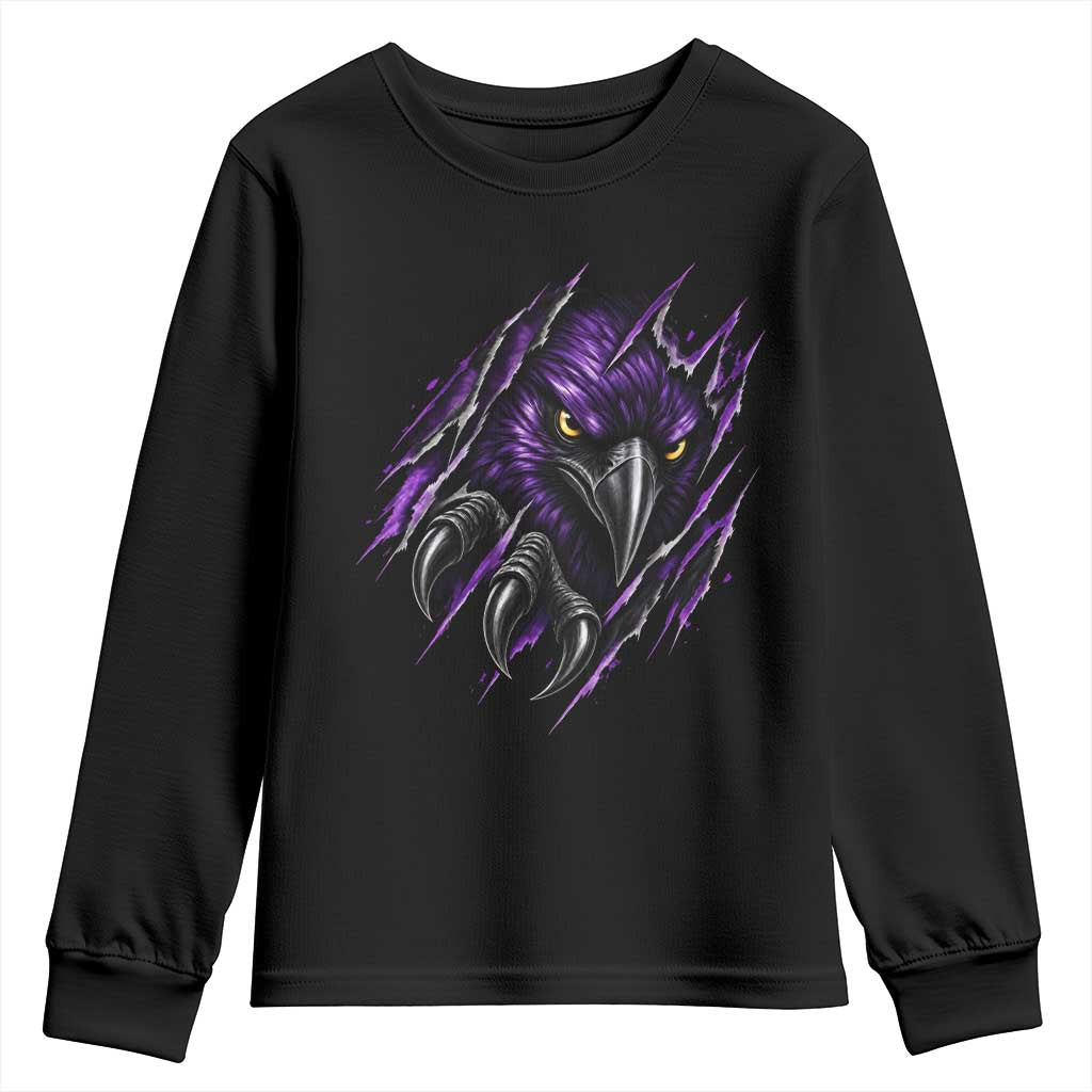 Vintage Game Day Purple Raven Sport Fan Youth Sweatshirt