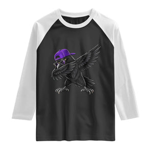 Game Day Dabbing Raven Raglan Shirt Sport Fan Cool Bird Aesthetic