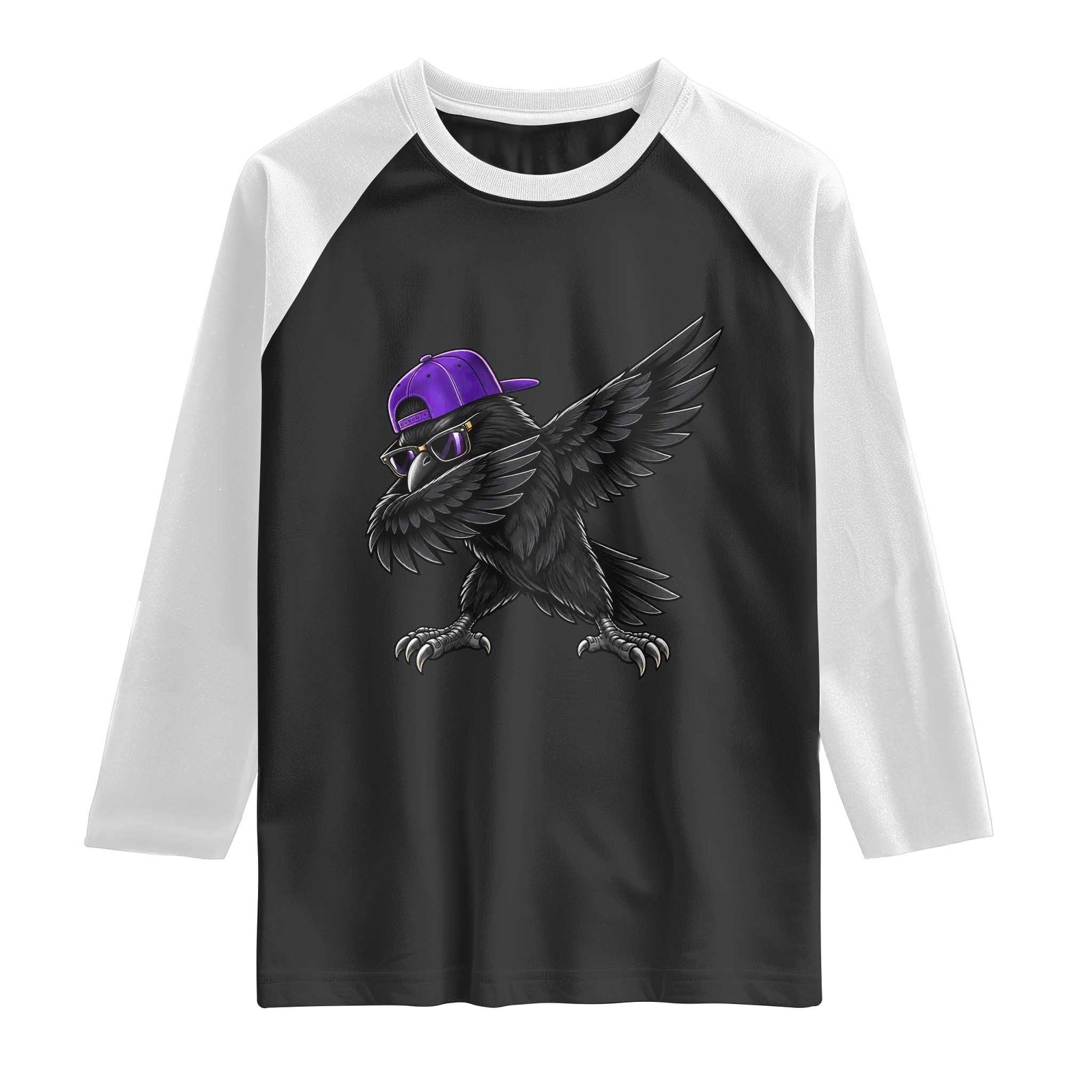 Game Day Dabbing Raven Raglan Shirt Sport Fan Cool Bird Aesthetic