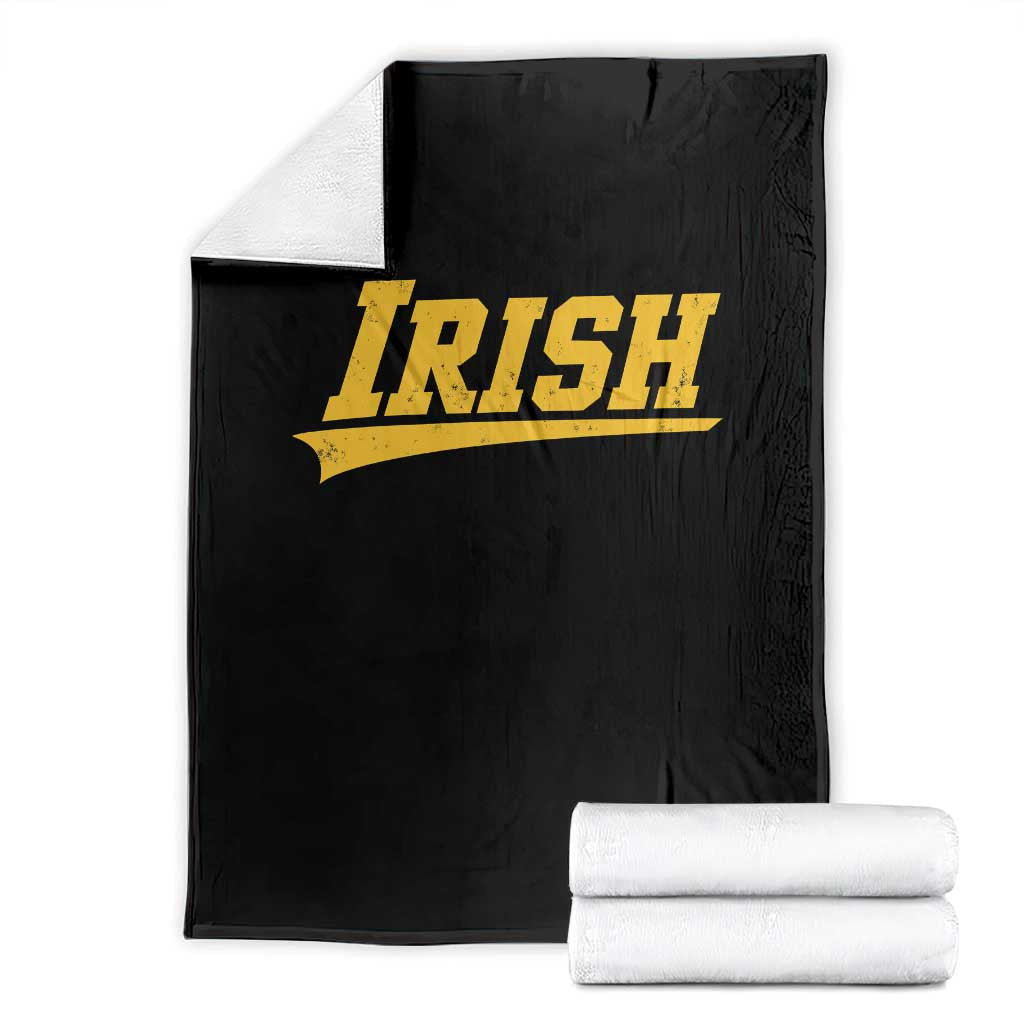 Retro Varsity Vintage Irish Throw Blanket Classic Yellow Print Athletic Game Day Graphic