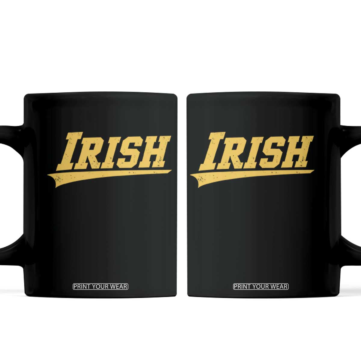Retro Varsity Vintage Irish Coffee Mug Classic Yellow Print Athletic Game Day Graphic