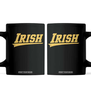 Retro Varsity Vintage Irish Coffee Mug Classic Yellow Print Athletic Game Day Graphic