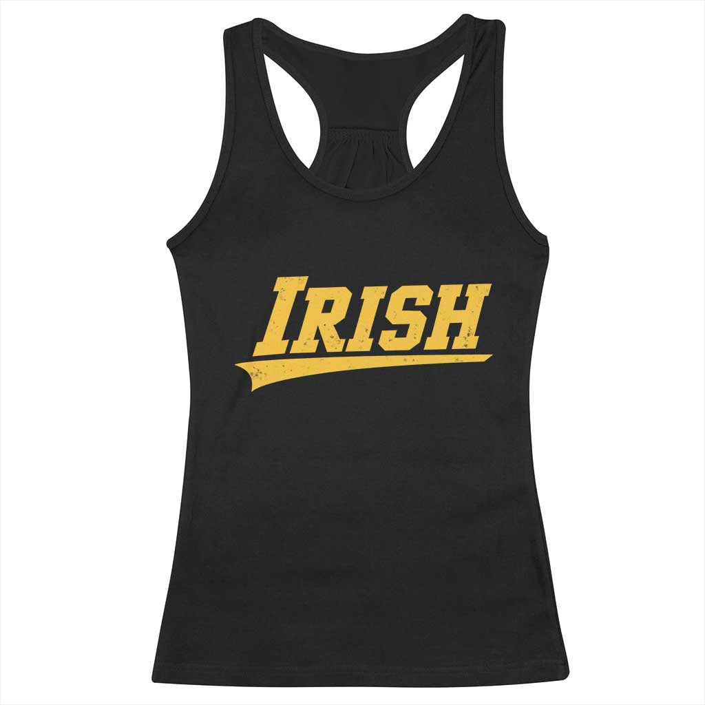 Retro Varsity Vintage Irish Racerback Tank Top Classic Yellow Print Athletic Game Day Graphic