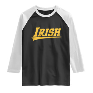 Retro Varsity Vintage Irish Raglan Shirt Classic Yellow Print Athletic Game Day Graphic