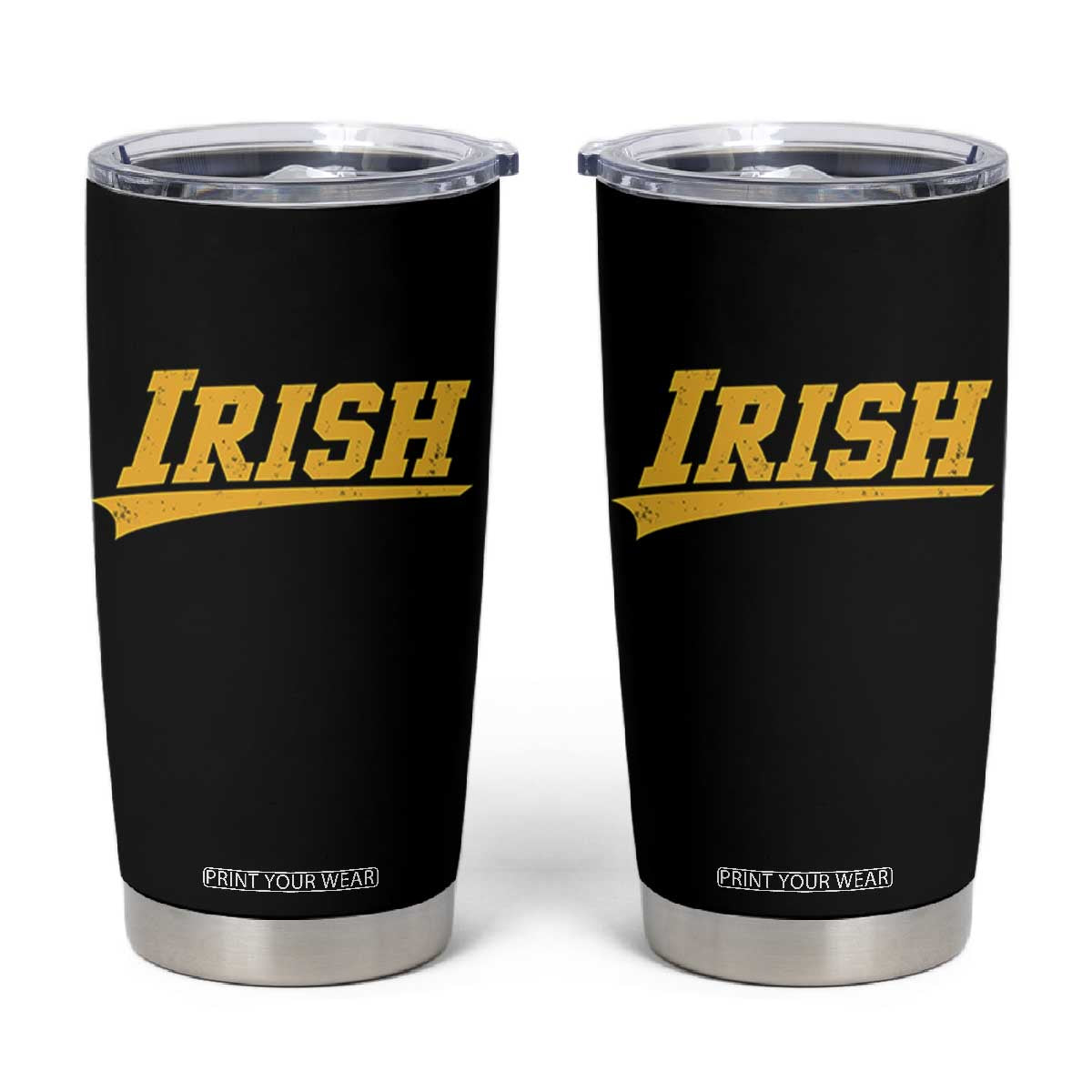 Retro Varsity Vintage Irish Tumbler Cup Classic Yellow Print Athletic Game Day Graphic