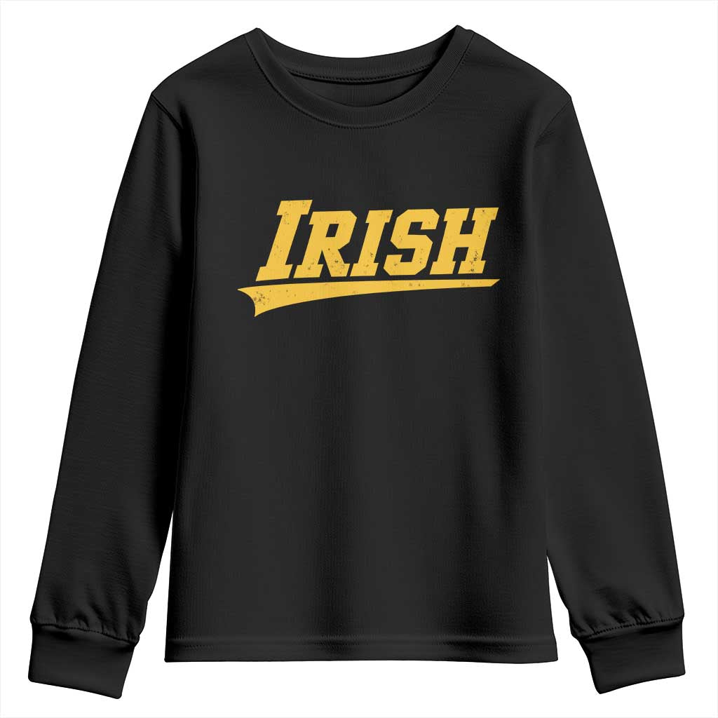 Retro Varsity Vintage Irish Youth Sweatshirt Classic Yellow Print Athletic Game Day Graphic