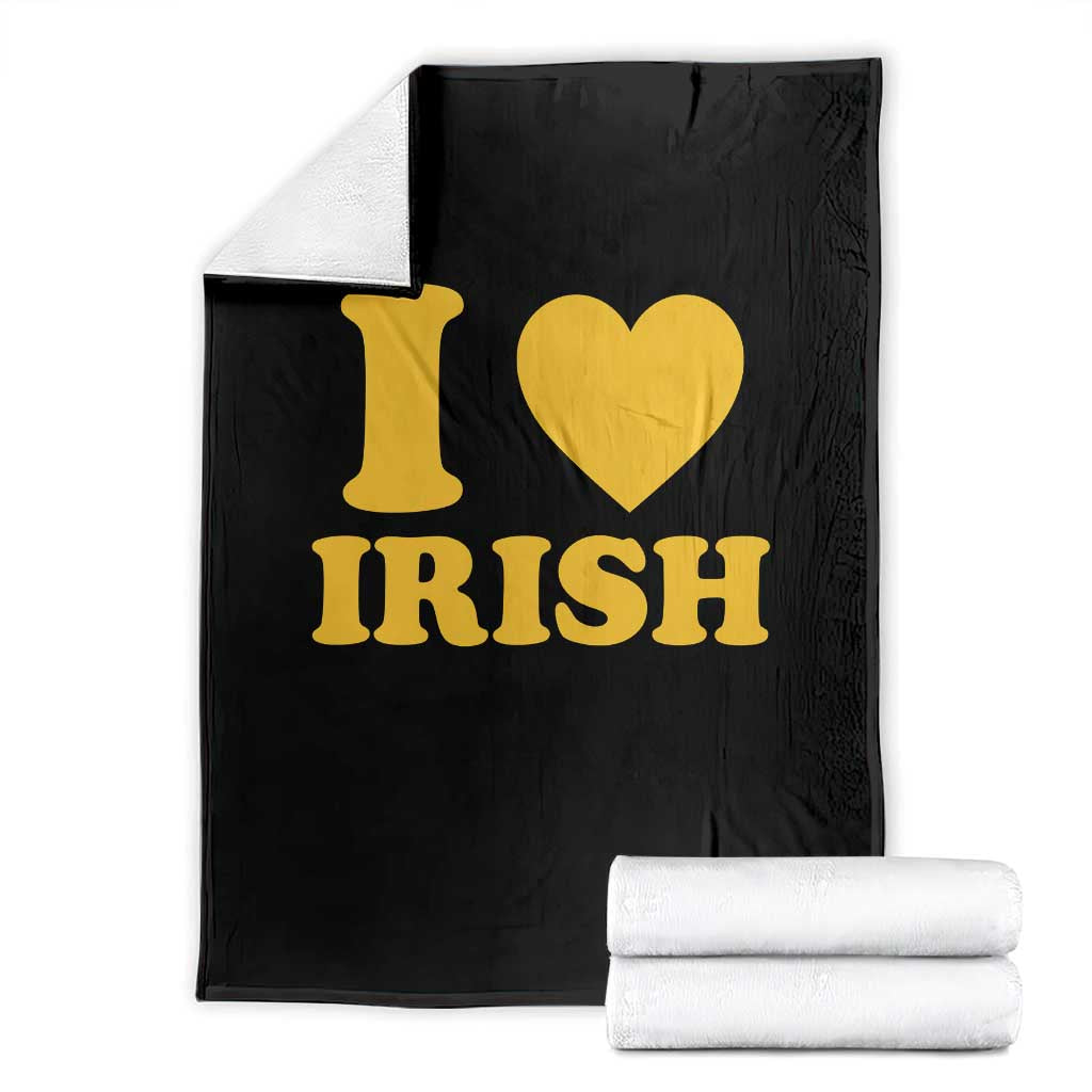 I Love Irish Throw Blanket Bold Retro Typography Yellow Heart Graphic