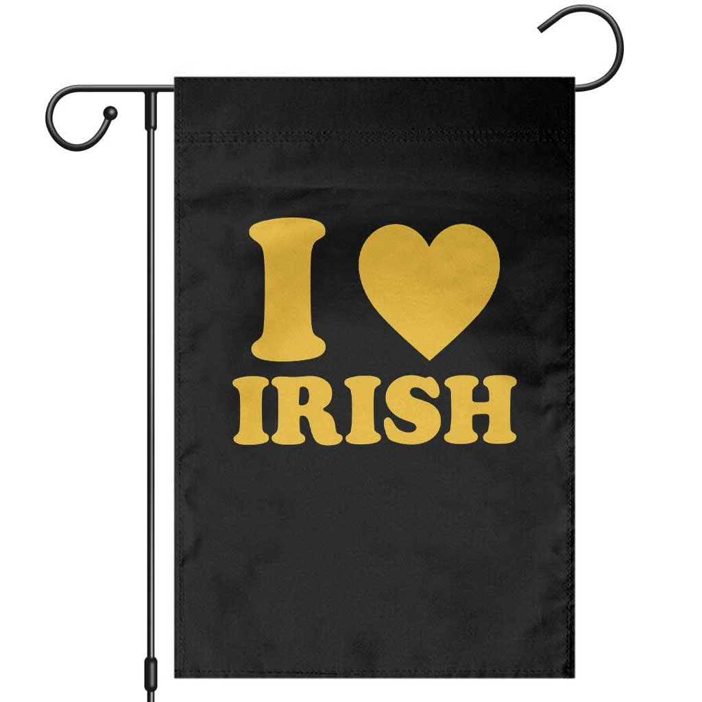 I Love Irish Garden Flag Bold Retro Typography Yellow Heart Graphic
