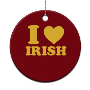 I Love Irish Ceramic Ornament Bold Retro Typography Yellow Heart Graphic