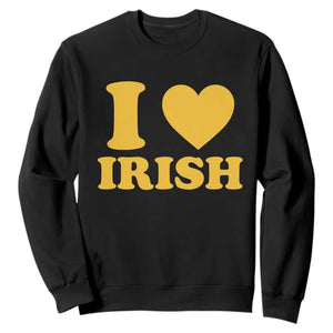 I Love Irish Sweatshirt Bold Retro Typography Yellow Heart Graphic