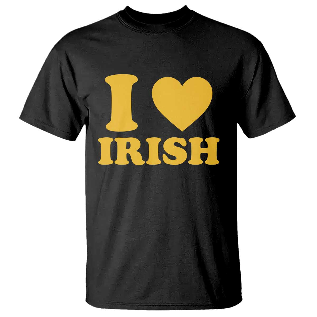 I Love Irish T Shirt Bold Retro Typography Yellow Heart Graphic