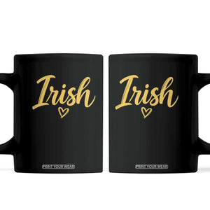 Irish Spirit Game Day Coffee Mug Small Heart Cursive Handwriting Yellow Graphic