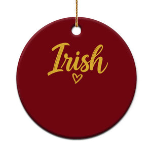 Irish Spirit Game Day Ceramic Ornament Small Heart Cursive Handwriting Yellow Graphic