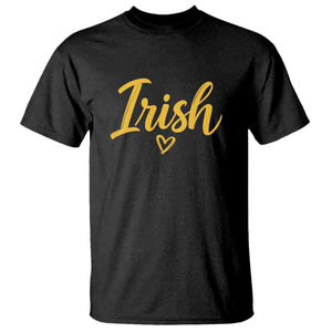 Irish Spirit Game Day T Shirt Small Heart Cursive Handwriting Yellow Graphic