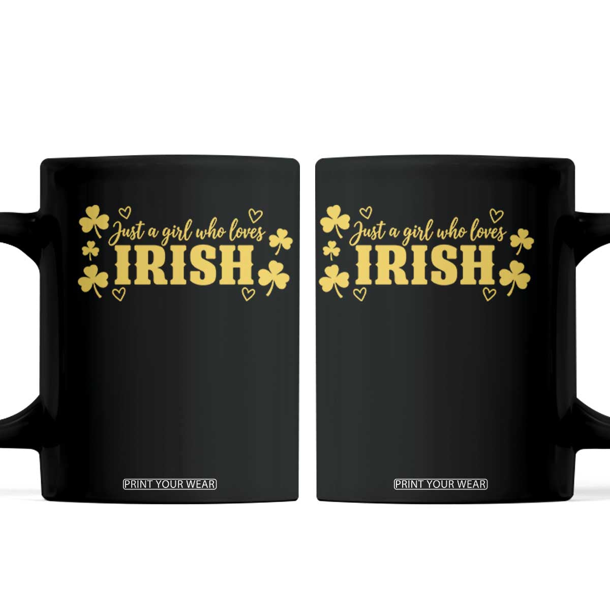 Just A Girl Who Loves Irish Coffee Mug Shamrock Heart Yellow Spirit Game Day Graphic