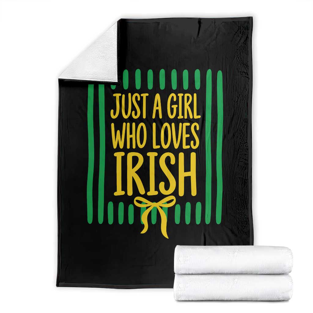 Striped Just A Girl Who Loves Irish Throw Blanket Stripes Yellow Coquette Bow Spirit Game Day Graphic