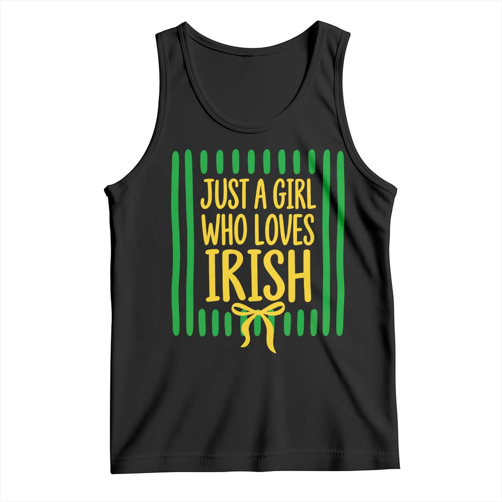 Striped Just A Girl Who Loves Irish Tank Top Stripes Yellow Coquette Bow Spirit Game Day Graphic